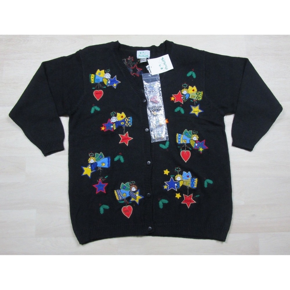 NWT Vintage Y2K Quacker Factory Cardigan Sweater Women's (XL) Angels NEW